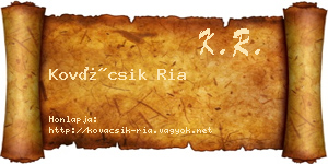 Kovácsik Ria névjegykártya